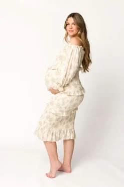 Discount Worth Collective The Chloe Midi Dress in Brown - Bump Friendly