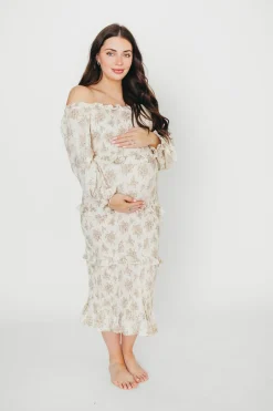Discount Worth Collective The Chloe Midi Dress in Brown - Bump Friendly