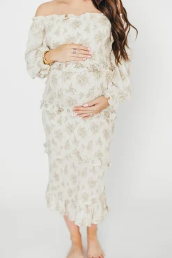 Discount Worth Collective The Chloe Midi Dress in Brown - Bump Friendly