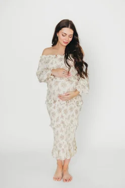 Discount Worth Collective The Chloe Midi Dress in Brown - Bump Friendly