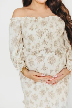 Discount Worth Collective The Chloe Midi Dress in Brown - Bump Friendly