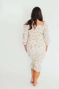 Discount Worth Collective The Chloe Midi Dress in Brown - Bump Friendly