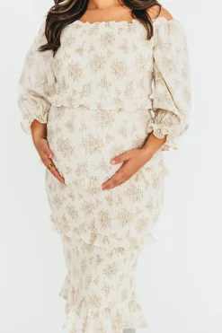 Discount Worth Collective The Chloe Midi Dress in Brown - Bump Friendly