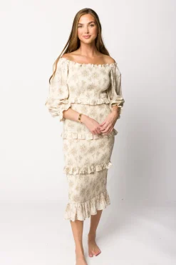 Discount Worth Collective The Chloe Midi Dress in Brown - Bump Friendly