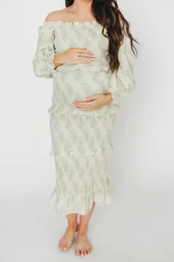 Outlet Worth Collective The Chloe Midi Dress in Sage - Bump Friendly