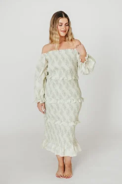 Outlet Worth Collective The Chloe Midi Dress in Sage - Bump Friendly