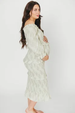 Outlet Worth Collective The Chloe Midi Dress in Sage - Bump Friendly