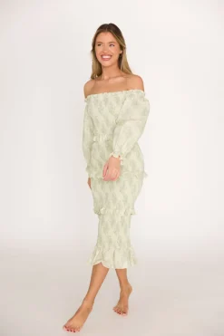 Outlet Worth Collective The Chloe Midi Dress in Sage - Bump Friendly