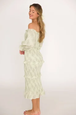 Outlet Worth Collective The Chloe Midi Dress in Sage - Bump Friendly