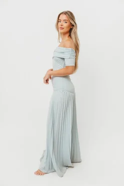 Hot Worth Collective The Lennox Maxi Dress in Dusty Blue