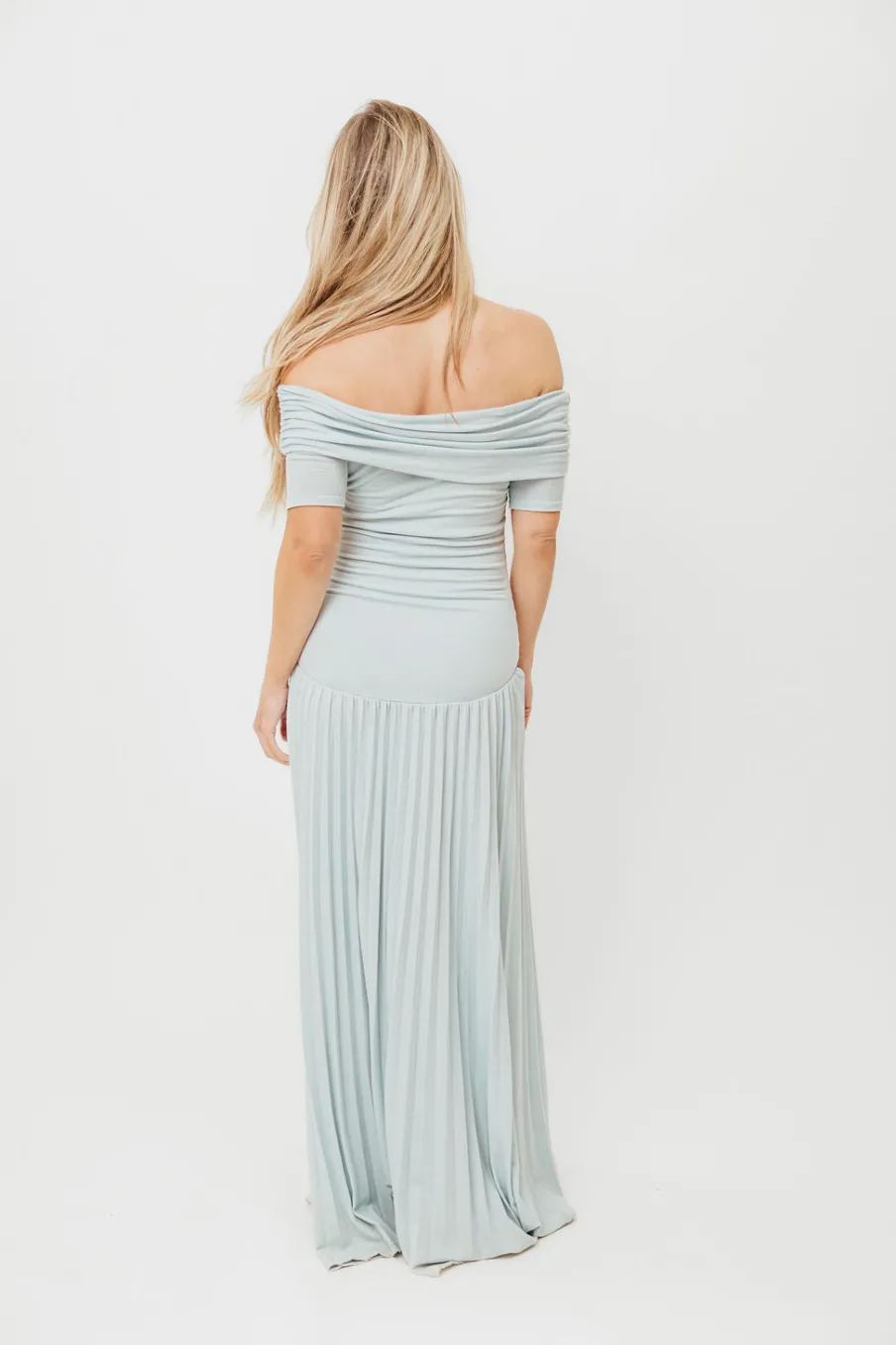 Hot Worth Collective The Lennox Maxi Dress in Dusty Blue