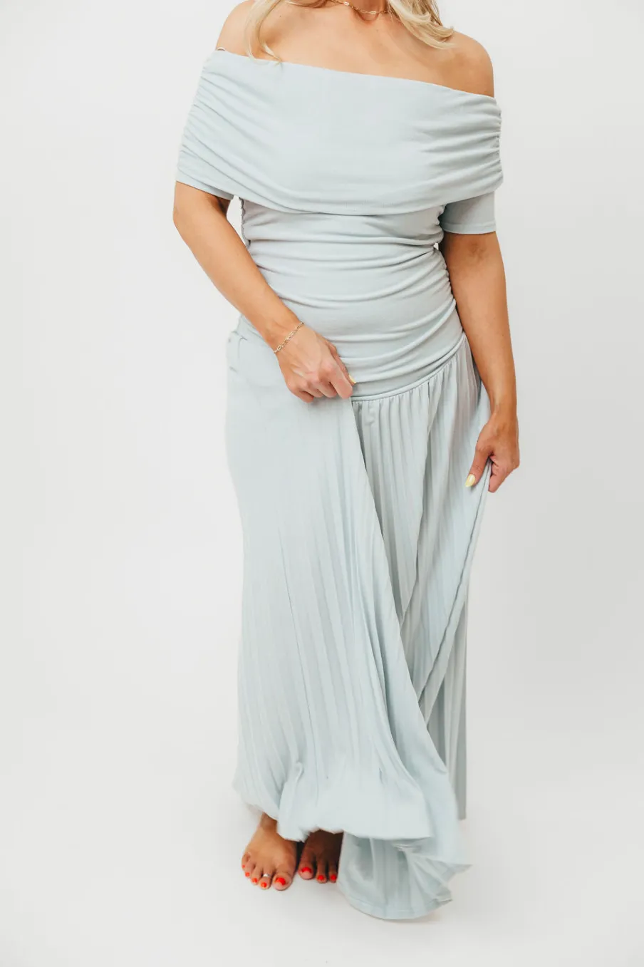 Hot Worth Collective The Lennox Maxi Dress in Dusty Blue