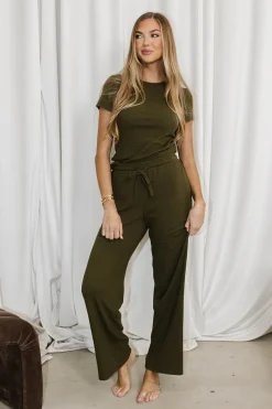 Clearance Worth Collective The Muse Knit Top & Pants Set in Olive
