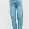 Online Worth Collective Tiffany 90s High-Rise Crisscross Waist Straight Jeans in Light Wash