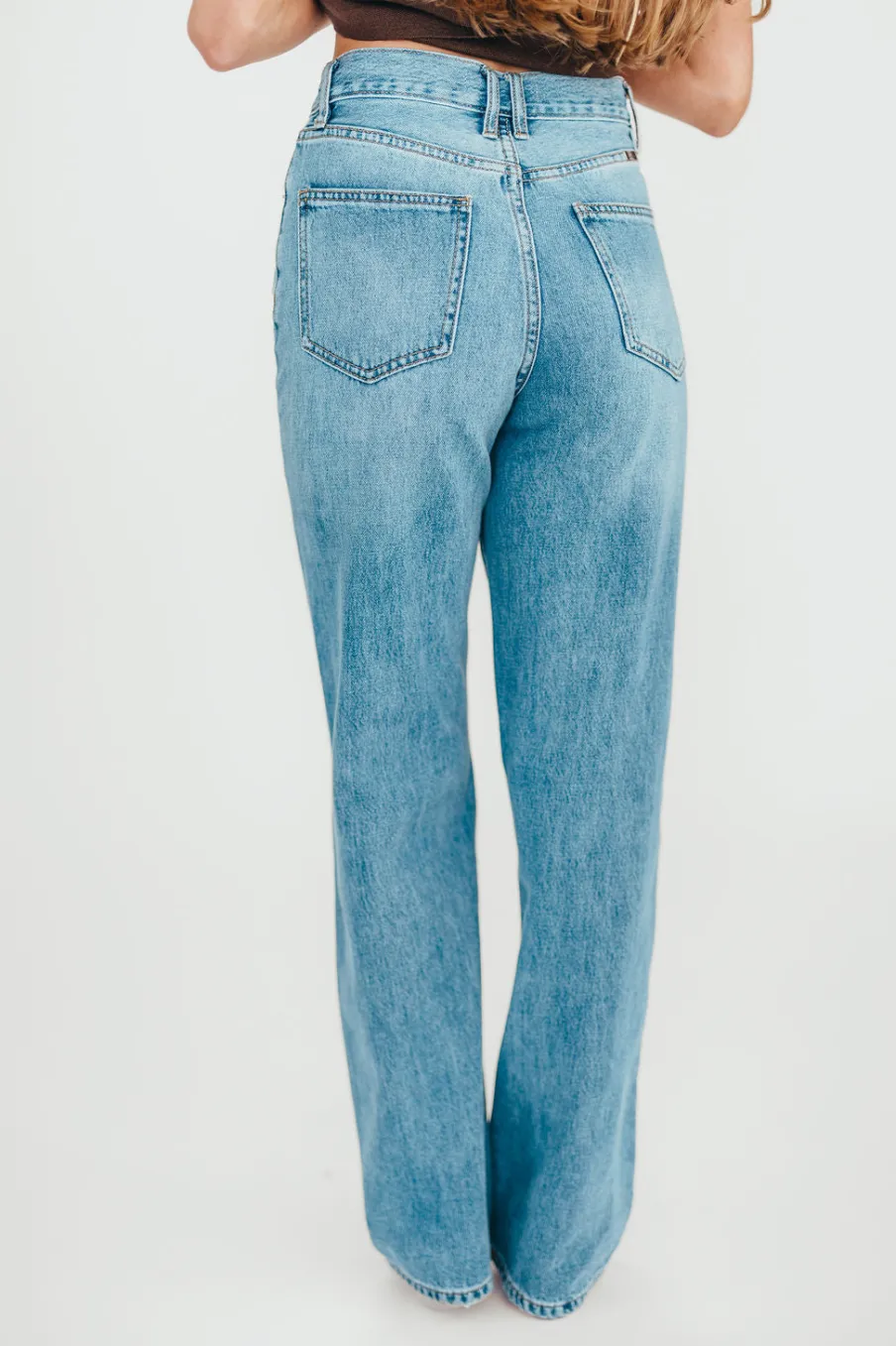 Online Worth Collective Tiffany 90s High-Rise Crisscross Waist Straight Jeans in Light Wash