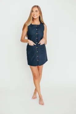 Sale Worth Collective Tinley Button Dress in Navy
