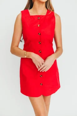 Clearance Worth Collective Tinley Button Dress in Red
