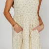 Best Worth Collective Tinsley 100% Cotton Midi Dress in Cream Floral