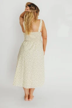 Best Worth Collective Tinsley 100% Cotton Midi Dress in Cream Floral