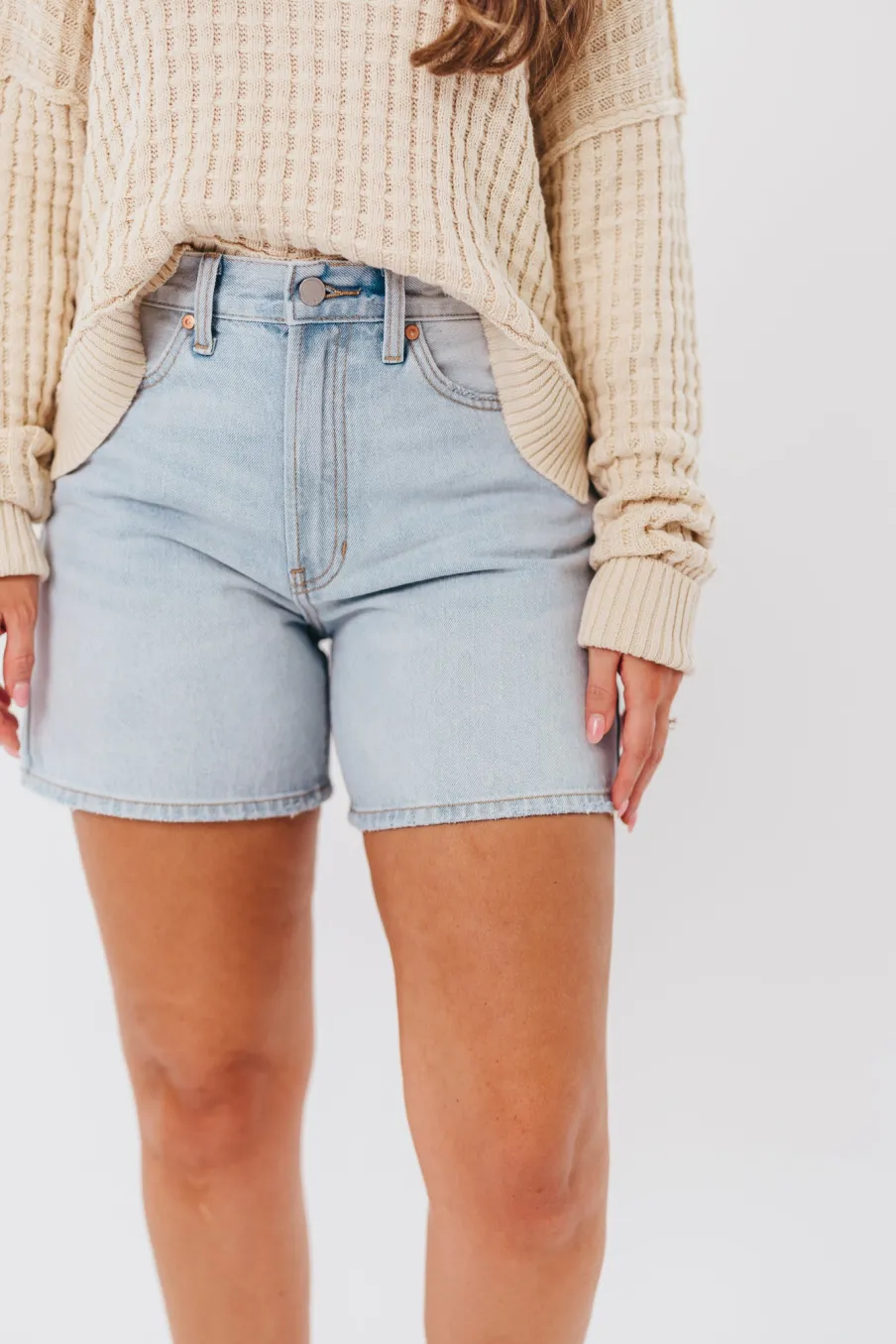 Discount Worth Collective Tommie Longer Length Short in Light Denim