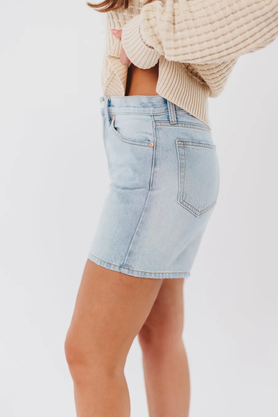 Discount Worth Collective Tommie Longer Length Short in Light Denim