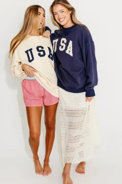 Best Worth Collective USA 100% Cotton Terry Pullover in Cream
