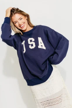 Clearance Worth Collective USA 100% Cotton Terry Pullover in Navy