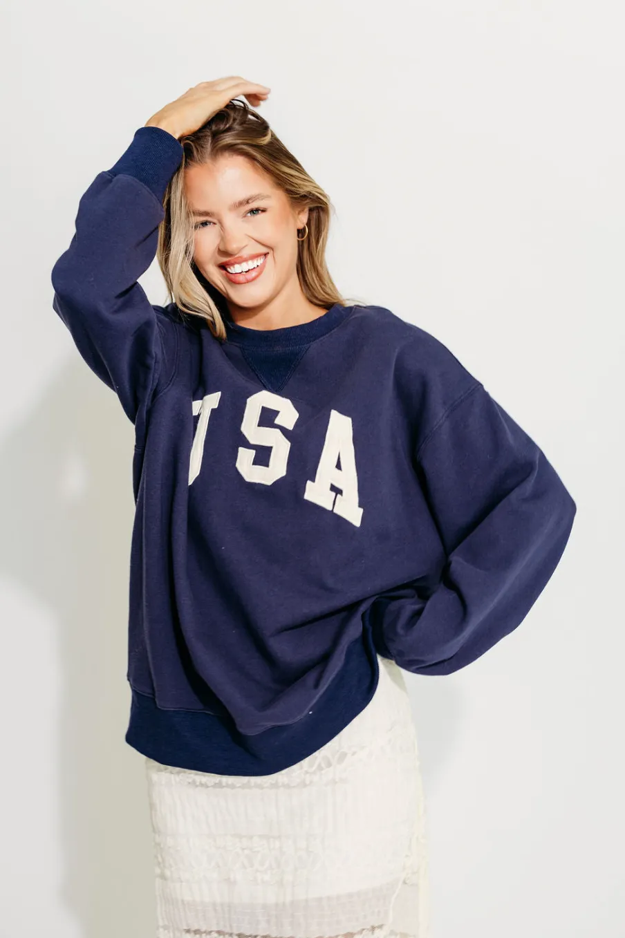 Clearance Worth Collective USA 100% Cotton Terry Pullover in Navy