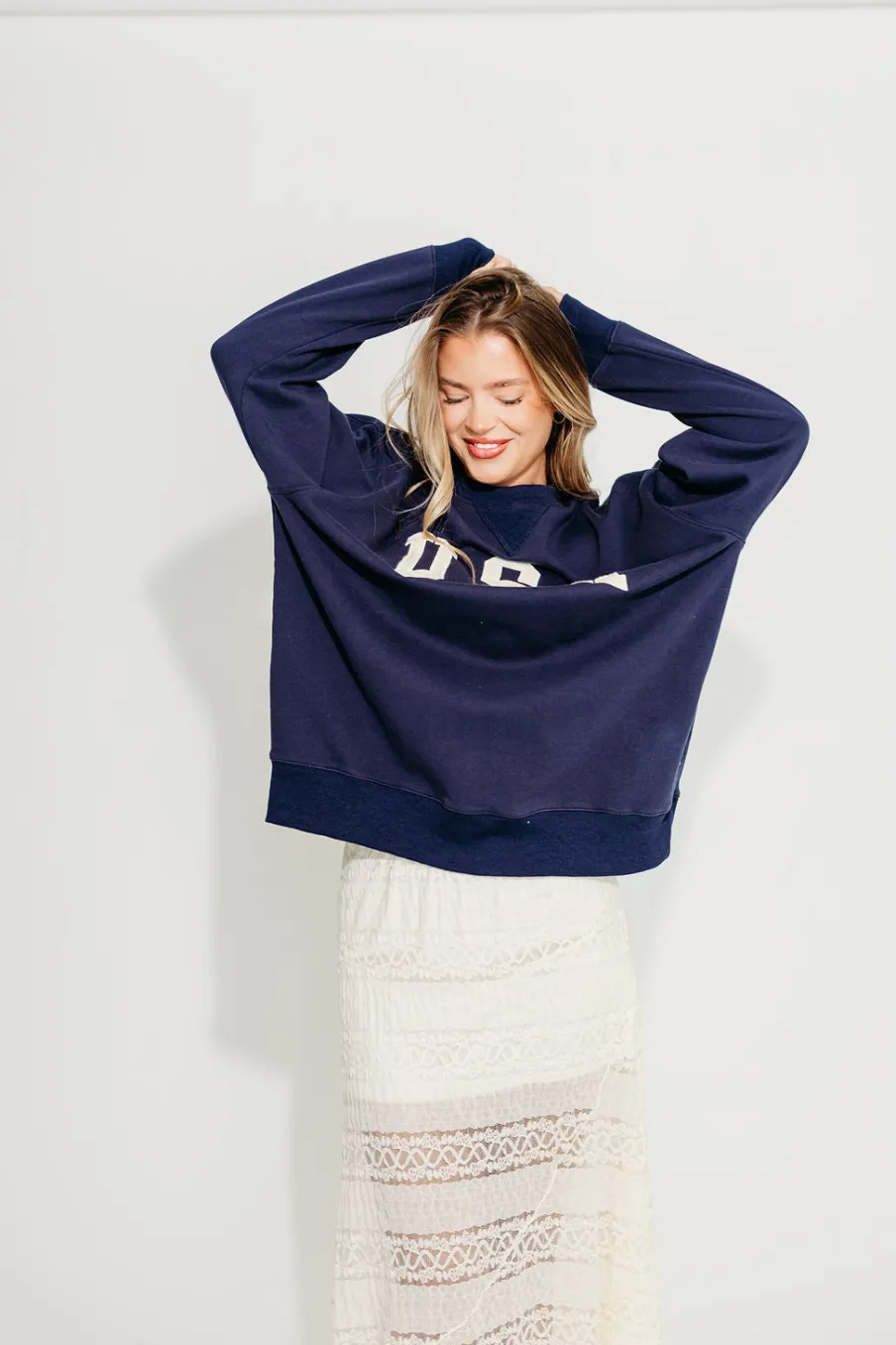 Clearance Worth Collective USA 100% Cotton Terry Pullover in Navy