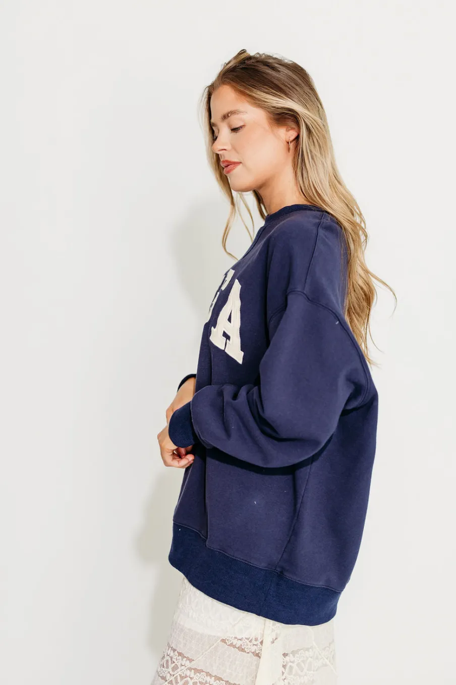 Clearance Worth Collective USA 100% Cotton Terry Pullover in Navy