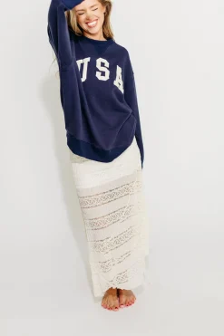 Clearance Worth Collective USA 100% Cotton Terry Pullover in Navy