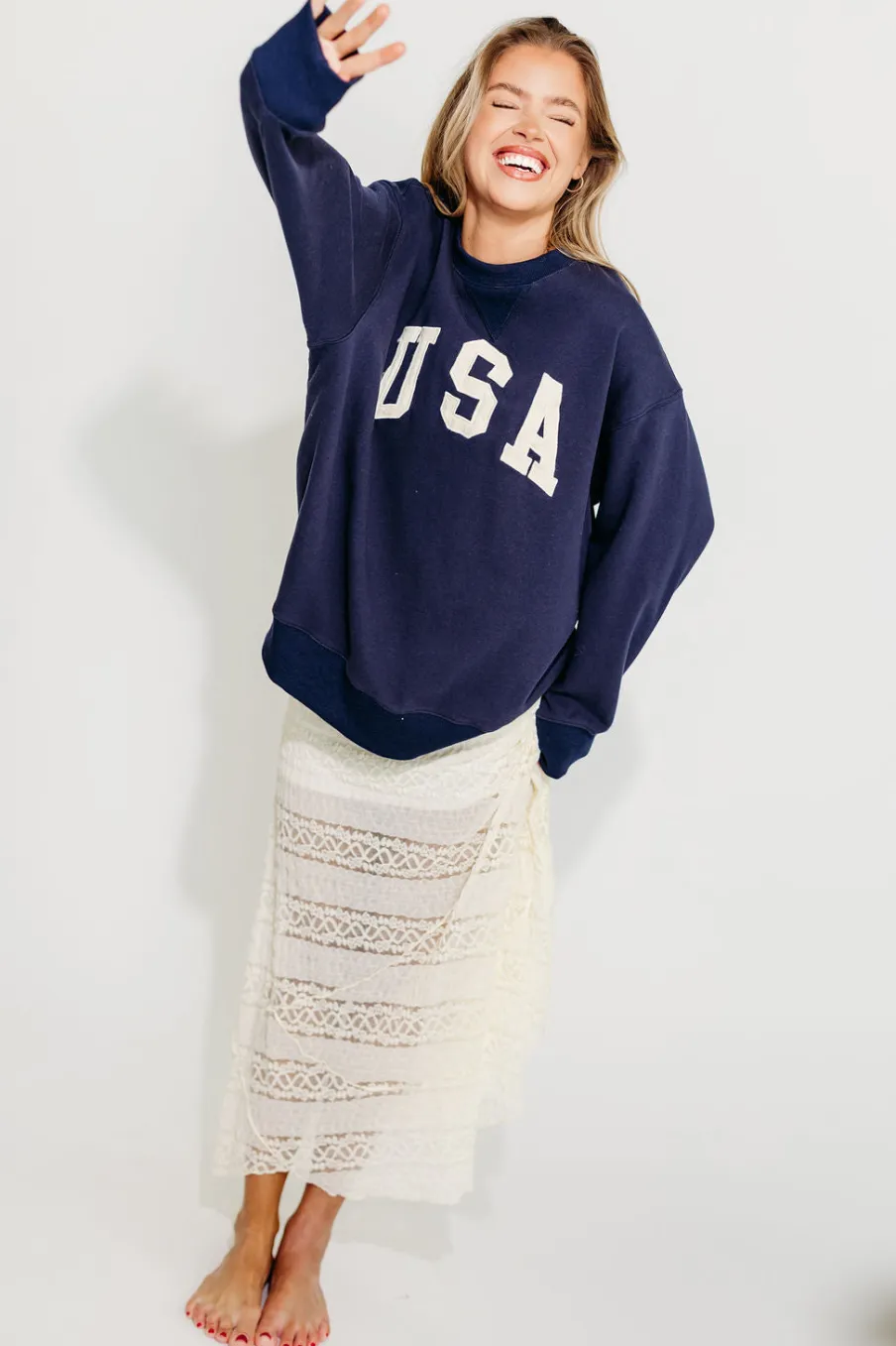 Clearance Worth Collective USA 100% Cotton Terry Pullover in Navy
