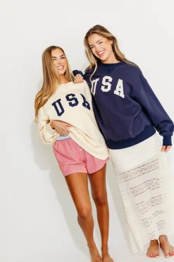 Best Worth Collective USA 100% Cotton Terry Pullover in Cream