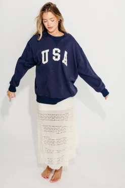 Clearance Worth Collective USA 100% Cotton Terry Pullover in Navy