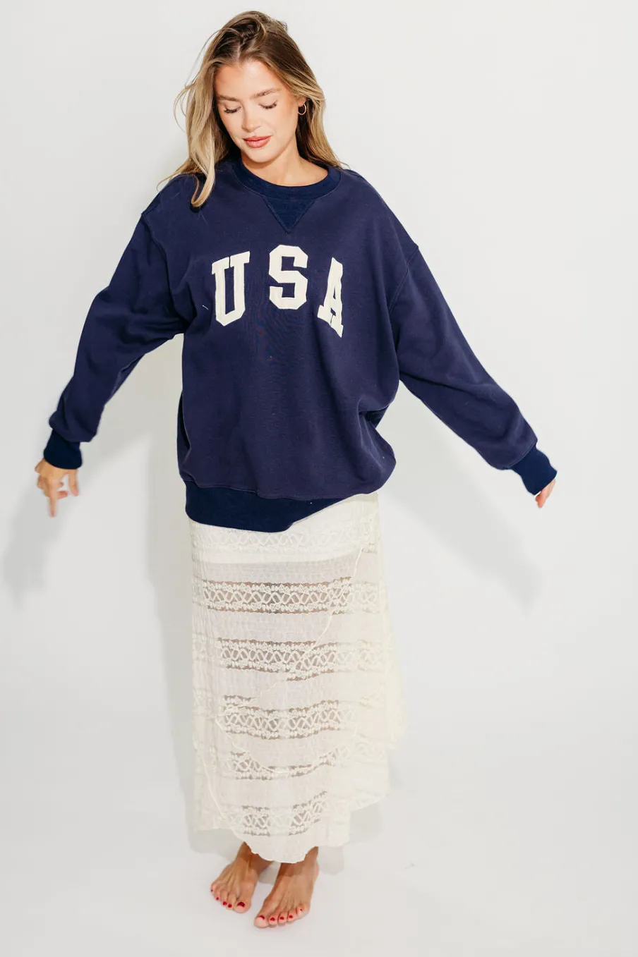 Clearance Worth Collective USA 100% Cotton Terry Pullover in Navy