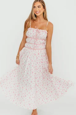 Best Worth Collective Vanessa Midi Dress in Pink