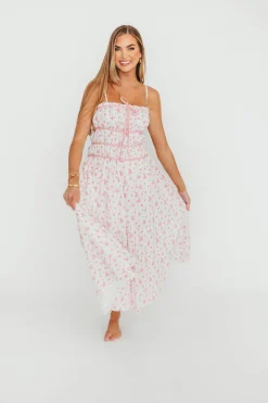 Best Worth Collective Vanessa Midi Dress in Pink