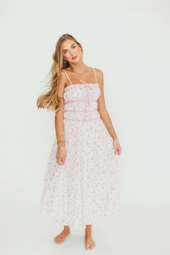 Best Worth Collective Vanessa Midi Dress in Pink