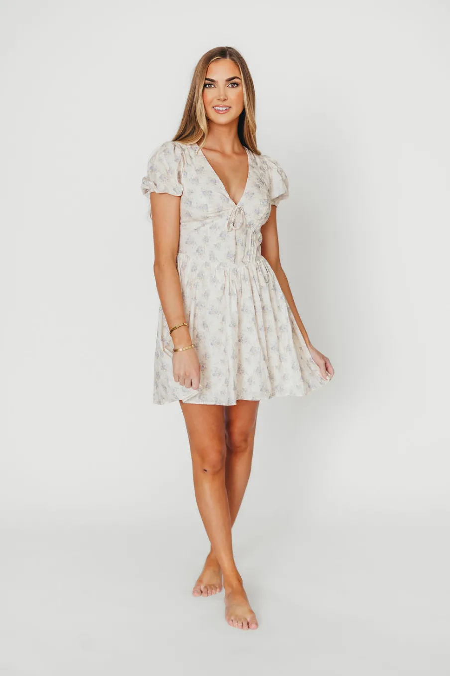 Outlet Worth Collective Veronica Mini Dress in Cream/Lilac Floral