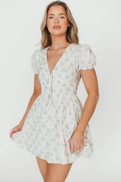Outlet Worth Collective Veronica Mini Dress in Cream/Lilac Floral