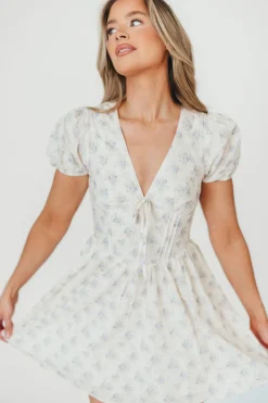 Outlet Worth Collective Veronica Mini Dress in Cream/Lilac Floral