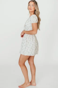 Outlet Worth Collective Veronica Mini Dress in Cream/Lilac Floral