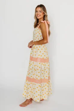 Online Worth Collective Vida Floral Maxi Dress in White/Orange