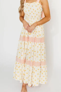Online Worth Collective Vida Floral Maxi Dress in White/Orange