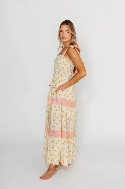 Online Worth Collective Vida Floral Maxi Dress in White/Orange
