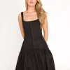 Clearance Worth Collective Violet Corset Style Drop Waist Midi Dress in Black