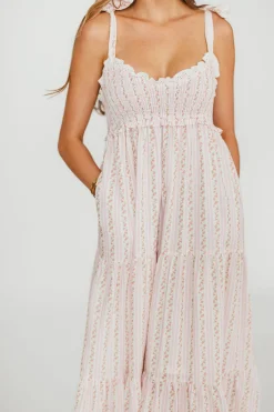 Discount Worth Collective Vivienne Maxi Sundress in Ivory/Pink Floral