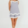 Outlet Worth Collective Wavey Cotton & Linen Top and Shorts Set in Powder Blue