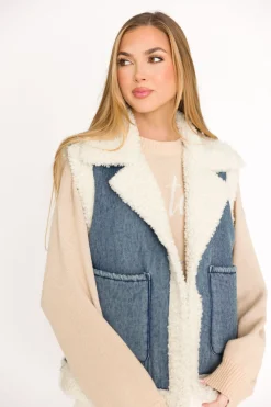 Clearance Worth Collective Willa Sherpa Denim Vest