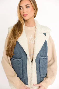 Clearance Worth Collective Willa Sherpa Denim Vest